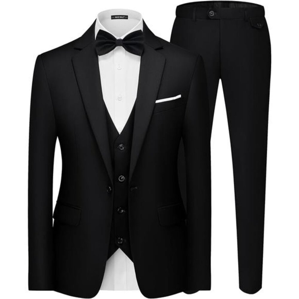 Men's 3 Pieces Suit Elegant Solid One Button Slim Fit Single Breasted